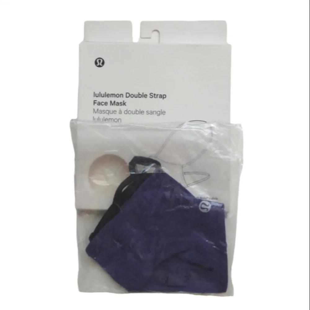 LULULEMON Unisex Double Strap Nulu Face Mask Midnight Orchid Shopping Bag Bundle